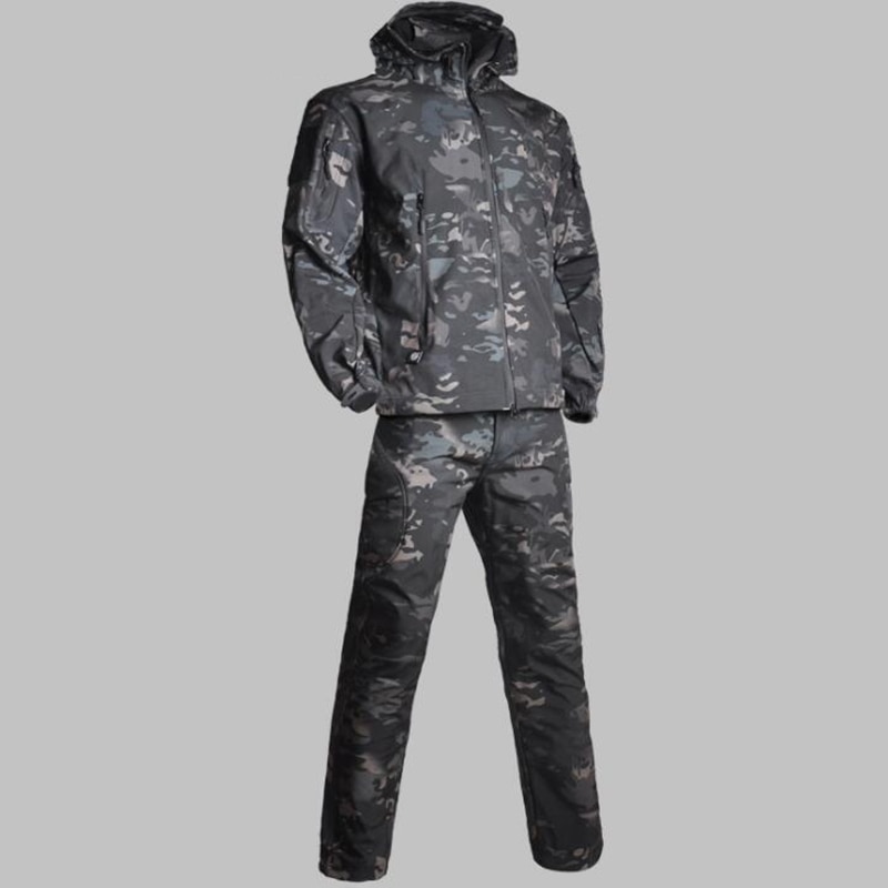 TAD 남자 Lurker 상어 피부 소프트 쉘 군사 전술 재킷 + 바지 방수 Windproof 사냥 위장 의류
